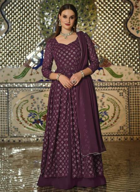 Purple Colour SENHORA MIR 33 Designer Wedding Wear Heavy Georgette Top Skirt With Dupatta Collection 2048